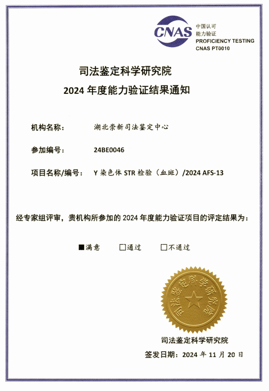 Y染色体STR检验（血斑）